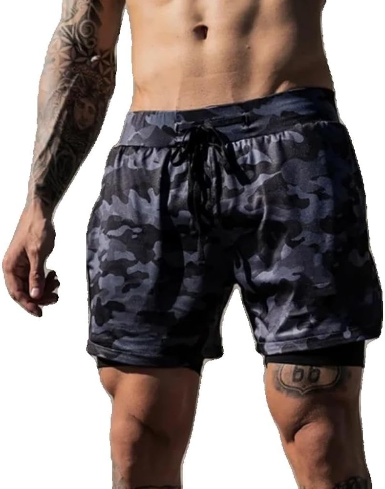 Summer Running Shorts Men Gym Sports in Double-Deck Quick Dry Fitness Short Pants Jogging Men' Sweatpants