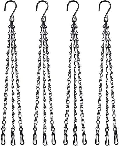 BNGGOGO Hängekorbkette, 49,7 Zoll, 4er-Pack, 3-Punkt-Halter, Anti-Rost-Farbe, schwarze Kette, verstellbare Bild-Hängekette zum Aufhängen von Pflanzen, Werbetafeln, Pflanzgefäßen, dekorative Ornamente Cover