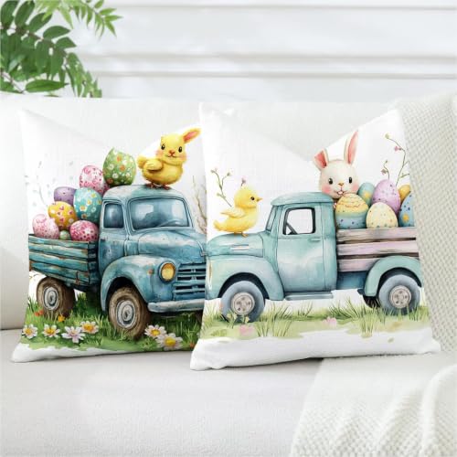 Housses de coussin extérieur imperméable 40x40 en lin imprimé Pâques