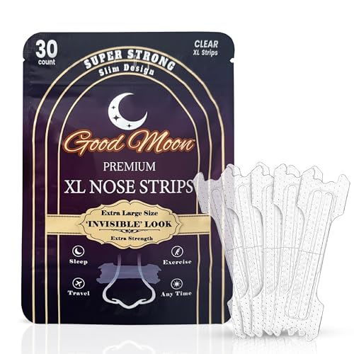 Premium XL Nose Strips – Invisible, Extra Strength Nasal Strips, Comfortable – Stop Snoring, Breathe Better, Fall Asleep, Running, Gym, Pollen Allergies – for Sensitive Skin, Large (30 Day Supply)