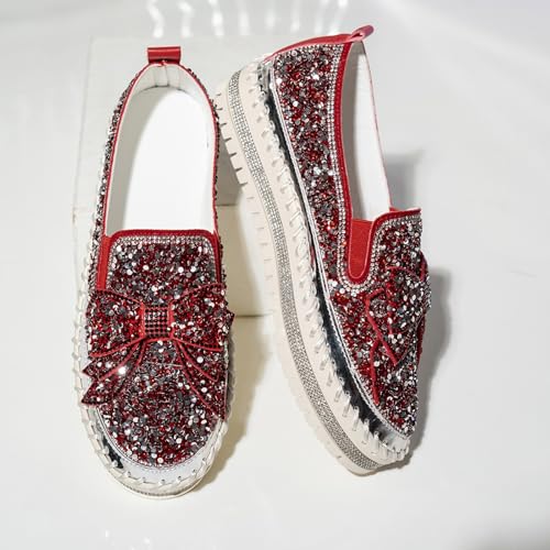 Chaussures plates décontractées avec strass brillants et semelle épaisse