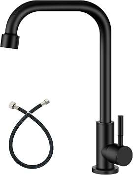 Heyalan Bar Sink Faucet, Cold Water Only, 360 Swivel, Matte Black