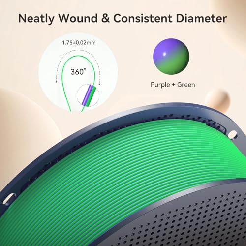 Image of SUNLU Dual Color Matte PLA Filament 1.75mm, Matte 3D Printer PLA Filament, PLA Filament 1kg Spool (2.2lbs), Dimensional Accuracy + /- 0.02mm, Purple Green