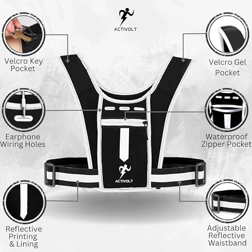 ACTIVOLT Running Vest Phone Holder | Reflective | Key Holder| Running, Cycling, Walking and Exercise | Water Bottle Holder | Adjustable Band | Running Accessories | Running Phone Holder - Men & Women - Image 2