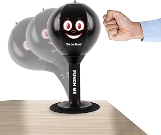 Desktop Punching Bag, Premium Quality to Withstand Constant Punching and Rage. Super Strong Spring Flexibility, Elite Boxing Bag, Super Strong Suction on Smooth Surfaces, Kids&Adults (Dark Black)