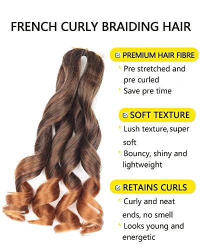 French Curl Braiding Hair 14 Inch 8 Packs French Braiding Hair For Knotless Box Braids Short French Curl Braiding Hair Extensions For Black Women (14 Inch,T30) #TOP1