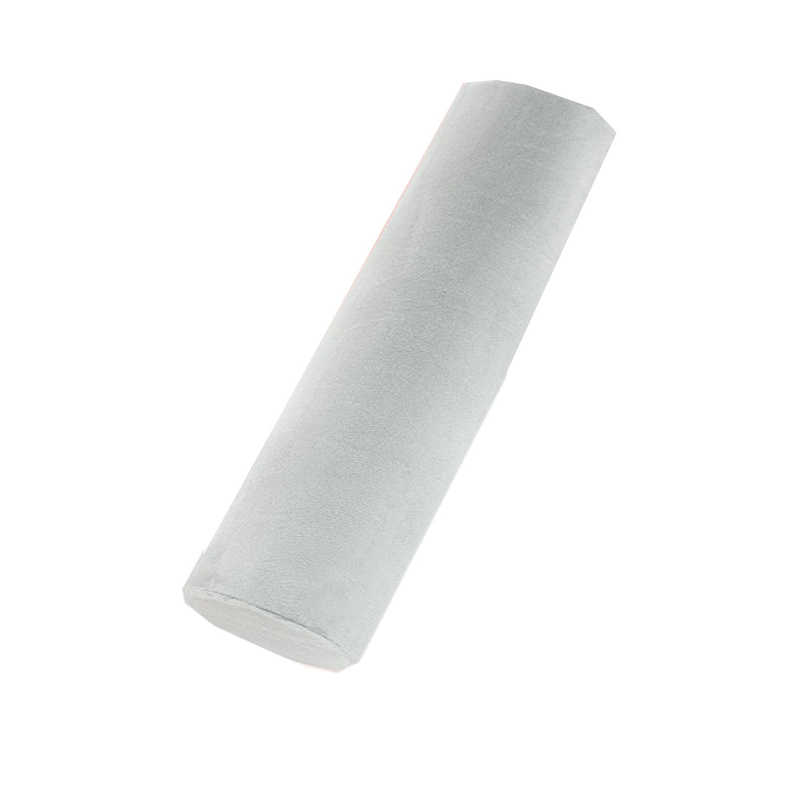 Almohada larga transpirable para soporte de cuello, espalda y piernas, cómoda almohada enrollable de forma redonda, cojín de respaldo duradero de felpa (gris, 15 x 80 cm)