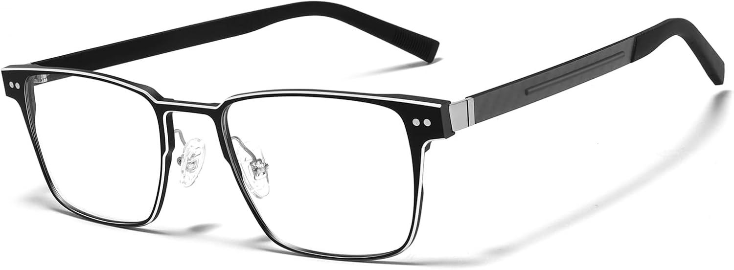 TEAPLMTT Square Blue Light Blocking Glasses for Men Lightweight Al-Mg Metal Gaming Glasses Anti Eyestrain Eye Protection