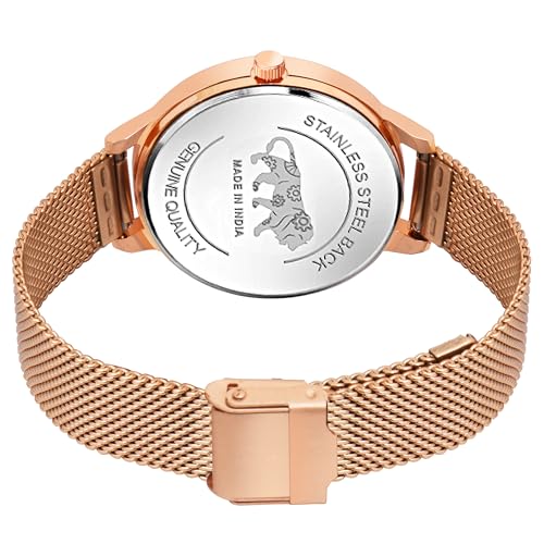 Image of Acnos Luxury Rose Gold Mesh Strap Analog Watch | Multi-Function Dial | Premium Men's & Women's Fashion Wristwatch