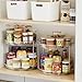 LazySpin 2 Tier Lazy Susan Organizer, 9.25'' Lazy Susan Turntable for Cabinet, Stackable Turntable Organizer Rotating Spice Rack Organization for Kitchen Countertop, Pantry, Bathroom, Clear