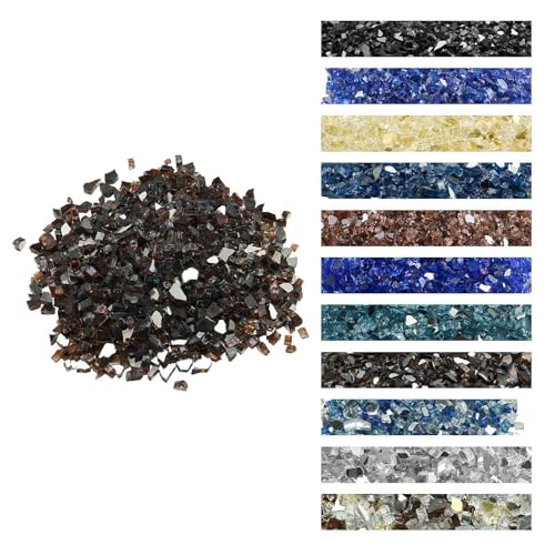 VEVOR Feuerglas, 4,5 kg, Glassteine, 12,7 mm reflektierende Feuerstellen-Glasperlen, Feuerstelle Glasfelsen, Kaminglas, Feuerkristall, Feuerperlen, Dekosteine für Gaskamine, Kupferfarbe
