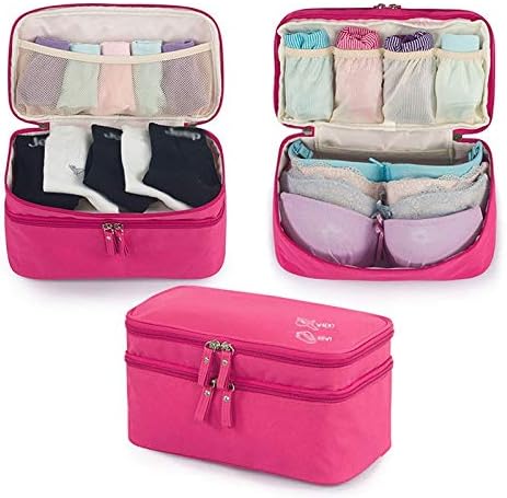 Underwear Drawer Organizers 2 Layers Solid Color Bra Zipper Lock Cosmetics Case Home Storage Organization image 4