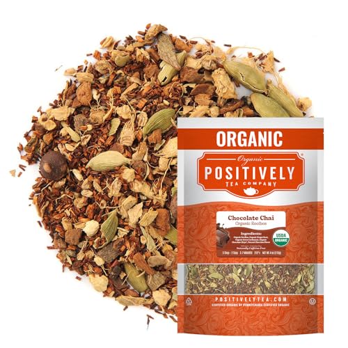 Image of Organic Positively Tea Company, Rooibos Chocolate Chai Tea, Loose Leaf, 4 Ounce