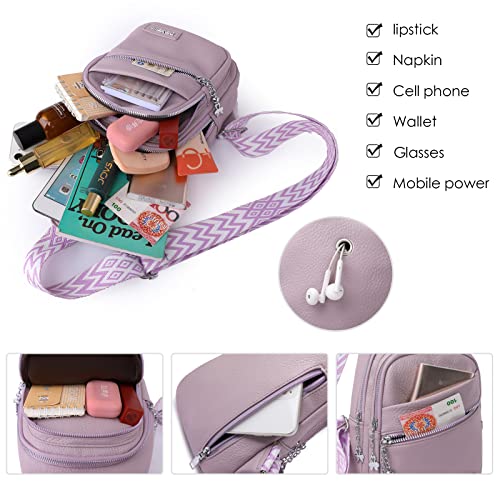 Myhozee Sling Bag Damen Klein Brusttasche PU Leder Schultertaschen Handy Umhängetasche Crossbag Umhängen für Outdoorsport, Wandern, Radfahren, Reisen