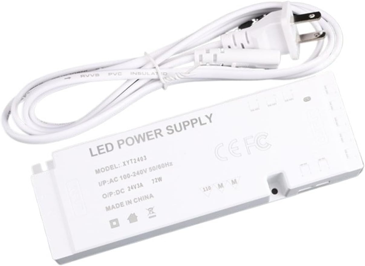 LED Cabinet Light Dedicated Power Supply 24V Interface Induction Ultra-Thin Switch Transformer 12V Wardrobe Wine Cabinet Light(DC24V 100W-10 Output Ports)