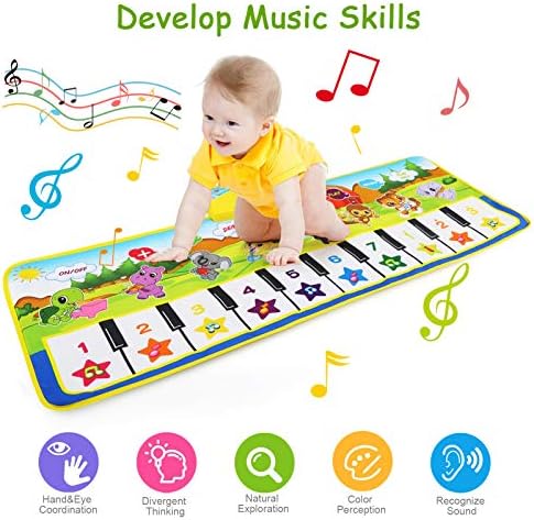 NEWSTYLE Kids Musical Mat, Music Keyboard Piano Mat, 39.5" x 14" Baby Touch Play Mat, Dance Floor Mat Carpet Blanket Educational Musical Toys for Boys Girls Kids - 8 Different Music Instruments 5 51Q2o89t5SL. AC