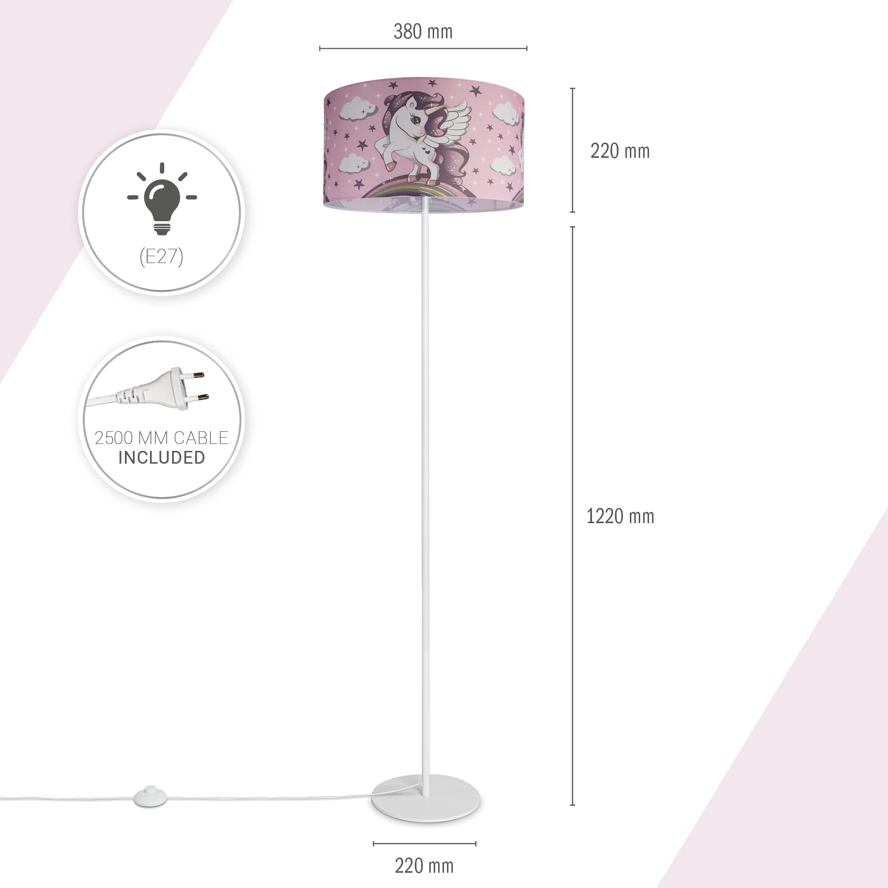 Paco Home - Lampada Da Terra Cameretta Dei Bambini Paralume Tessuto