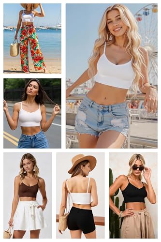 Image of Multi Pack Women's Cropped Tank Tops, Spaghetti Strap Camisoles