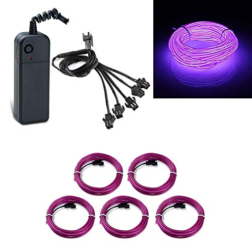 Image of ABALDI EL Wire Neon Light Portable Battery Powered Electroluminescent Wire Pack Drivers High Brightness for Xmas Party Decoration(5x1m,Purple)