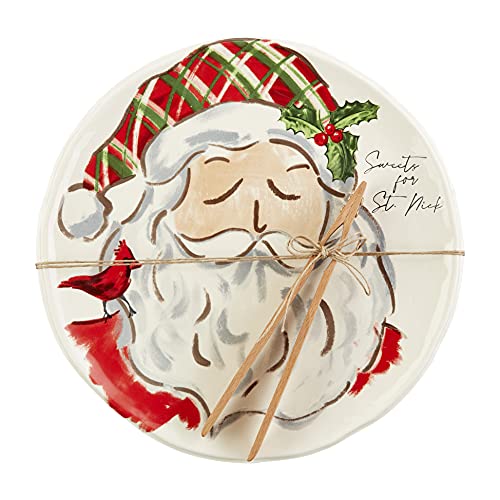 Mud Pie Christmas Santa Sweets and Cookie Plate Set, Multi, 11