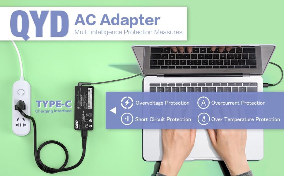 65W USB C Laptop Power Supply for Lenovo Thinkpad/Yoga,Dell Chromebook 3100,Latitude 5420,Samsung,Acer,Asus,HP Google Series Power Adapter image 2 of 9 B0C375CTBX