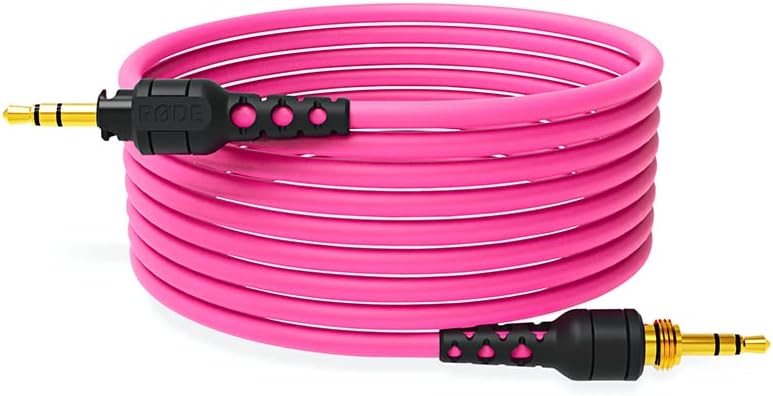 RØDE Rode NTH-Cable for NTH-100 Headphones, 2.4m / 8ft Long, 3.5mm Male to Male Audio Cable with ¼-inch Adaptor Included (Pink)