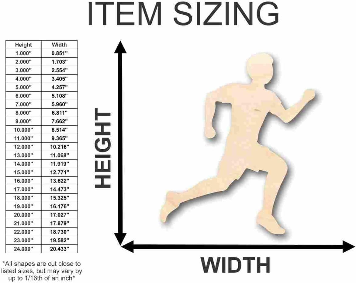 Unfinished Wood Running Boy Shape Track Cross Country Sports Room Decor up to 46" DIY 24" / 1/4"