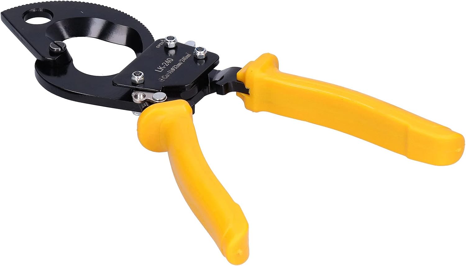 Fafeicy Heavy Duty Compact Ratcheting Cable Cutters, Cable Cutter High Carbon Steel Ratchet Scissors Gear PC Plastic Handle Cutting Tool, for aluminum cables, single‑stranded wires, Cable Cutter
