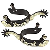 Centmehr Western Men's Antiqued Spurs with Hand Engraved Trims and Rowel (Cowboys)