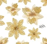 Contenido del Paquete: El paquete incluye 24 piezas de flores artificiales brillantes y 30 clips plateados, la cantidad es suficiente para decorar su hermoso árbol de Navidad y satisfacer sus otras necesidades de decoración.