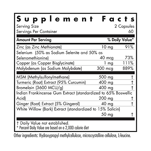 Allergy Research Group - Inflamed - Joint Support, Athletes - Curcumin, Ginger, Msm - 120 Vegetarian Capsules #TOP1