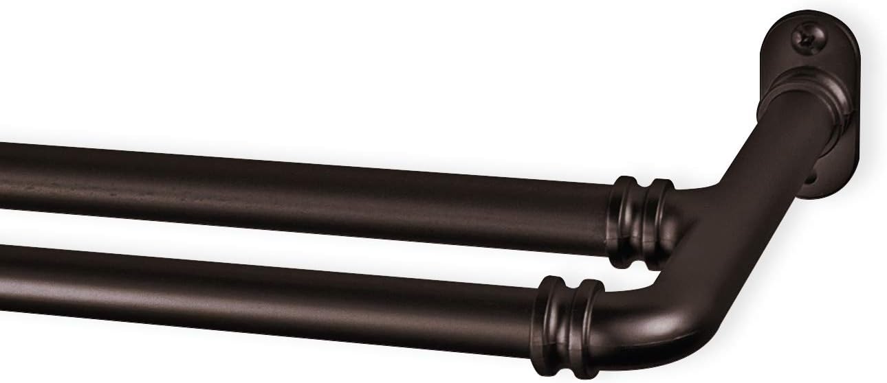 Rod Desyne 5/8" Blackout Double Curtain Rod, 28-48 inch, Cocoa