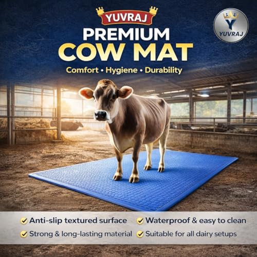 Image of Yuvraj EVA Cow Mat 8x5 Ft for Dairy Farms | Heavy-Duty Non-Slip EVA Floor Mat for Cow & Buffalo | Waterproof, Comfortable & Easy to Clean (Blue)
