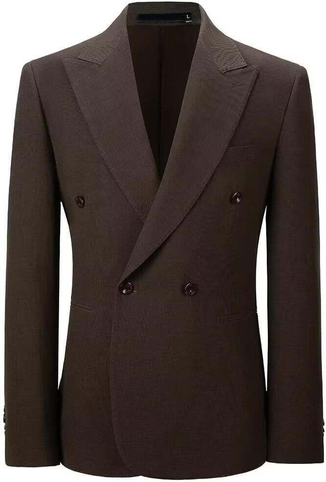 Men's Blazer Knitted Jacket Casual Light Weight Slim Fit Formal Wedding Prom Suit Retro Double-Breasted Jackets Sport Coats