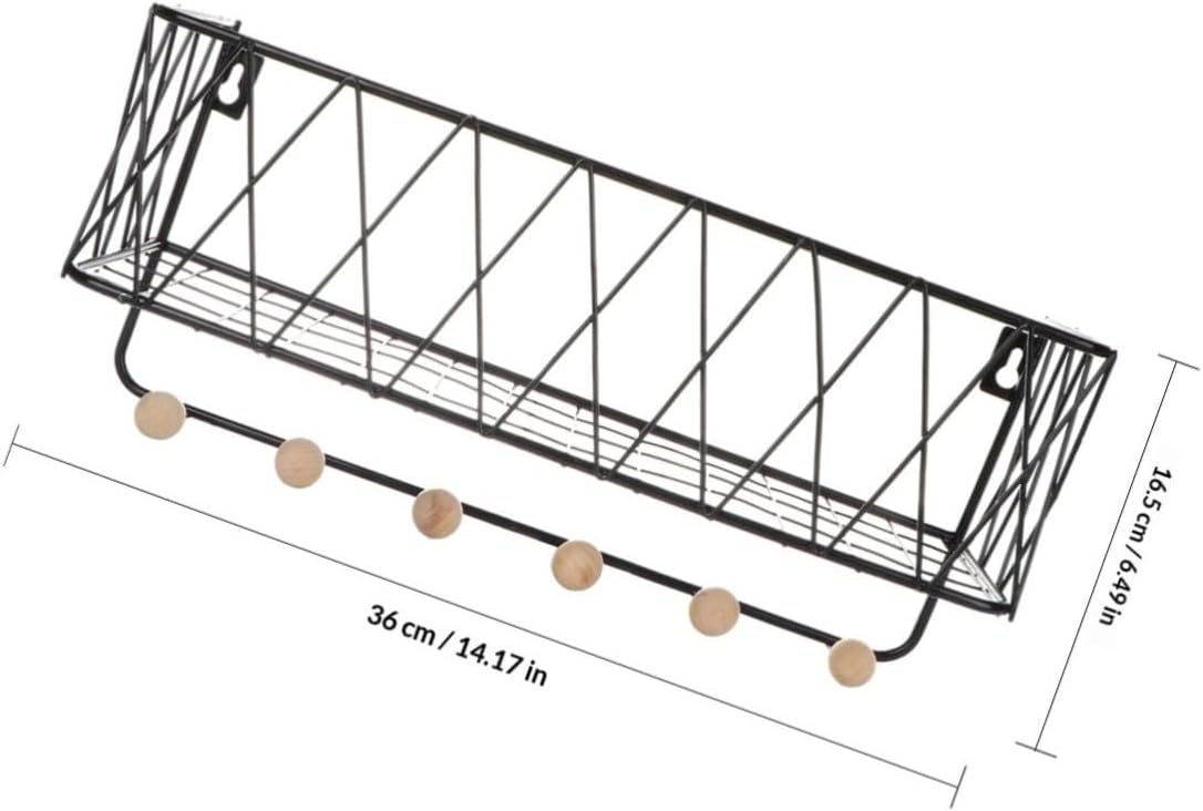 Creative Black Iron Wall Hook Shelf Storage Rack for Bedroom and Kitchen, Convenient Hanging Storage Organizer with Stylish Design and Sturdy Wall-Mounted Hanging Stand