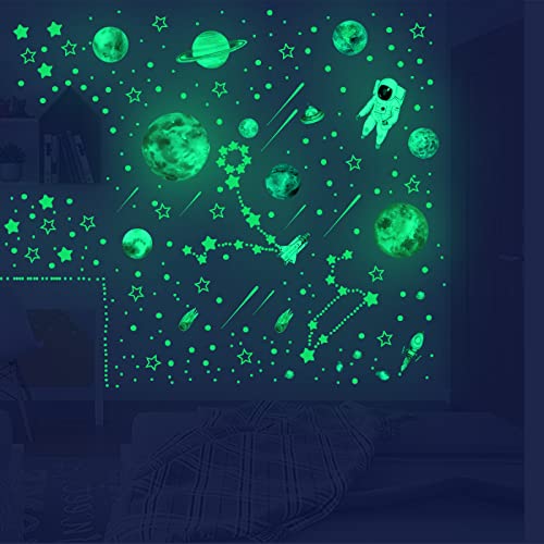Sticker mural décoratif planète astronaute salon chambre