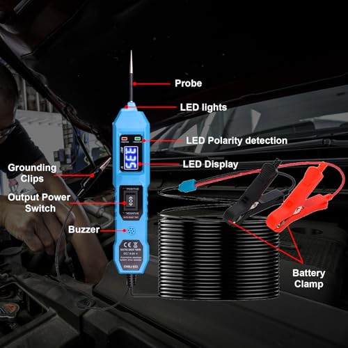 Aottykro Multifunctional Car Circuit Tester,Digital Display Short Circuit Finder,6-24V AC/DC Car Power Tester, Component Activation Electrical Tester for Trailer Lights Testing/Continuity Testing