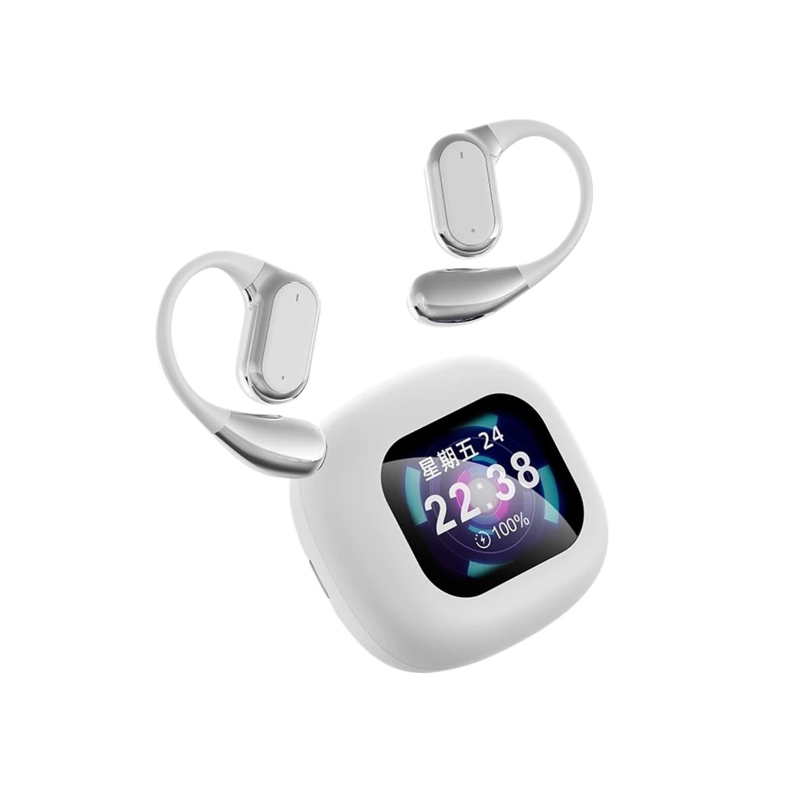 Real-Time Language Translator Headphones Bluetooth Earphones Sports Noise Reduction Earhooks Headset Smart Touch Screen(White)