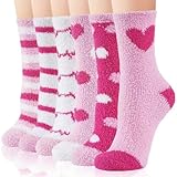 Niofind Kuschelsocken Damen, 6 Paar Winter Warme Flauschige Socken Dicke Weiche Thermo Haussocken Bettsocken wie Weihnachtsgeschenke für Frauen, 36-42 Pink