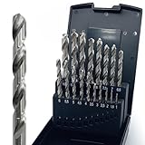 FALKENWALD Metallbohrer Set HSS-Co M35 19-teilig – 5% Kobalt Edelstahlbohrer mit 135° Kreuzanschliff – Profi Spiralbohrer 1–10 mm in 0,5 mm Schritten – inkl. ProBox