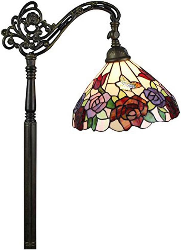 Flash Sale Amora Lighting AM1114FL12 Tiffany Style Roses Reading Floor Lamp 62 In