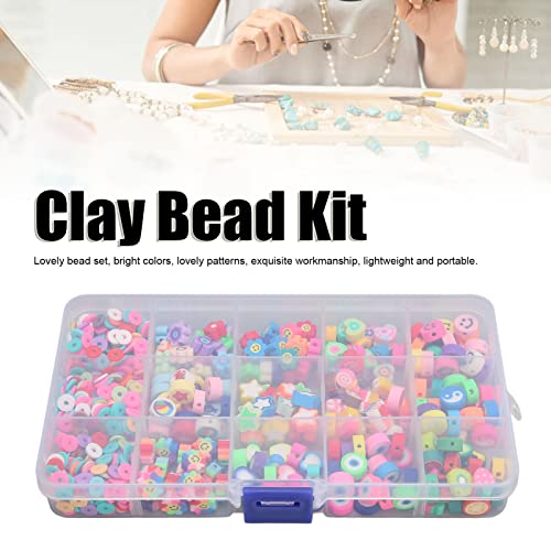 Agatige Kit de pulseira de contas de argila com 300 peças, adorável padrão de berloques de argila fa