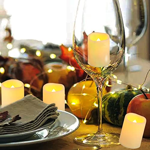 Image of 48 Pack 1.5 inch x 2 inch Battery Operated Votive Candles, Flameless LED Votive Tea Light Candles Flickering, Electric Powered Outdoor Flicker Candles Bulk for Holiday Wedding Halloween Home Decorations