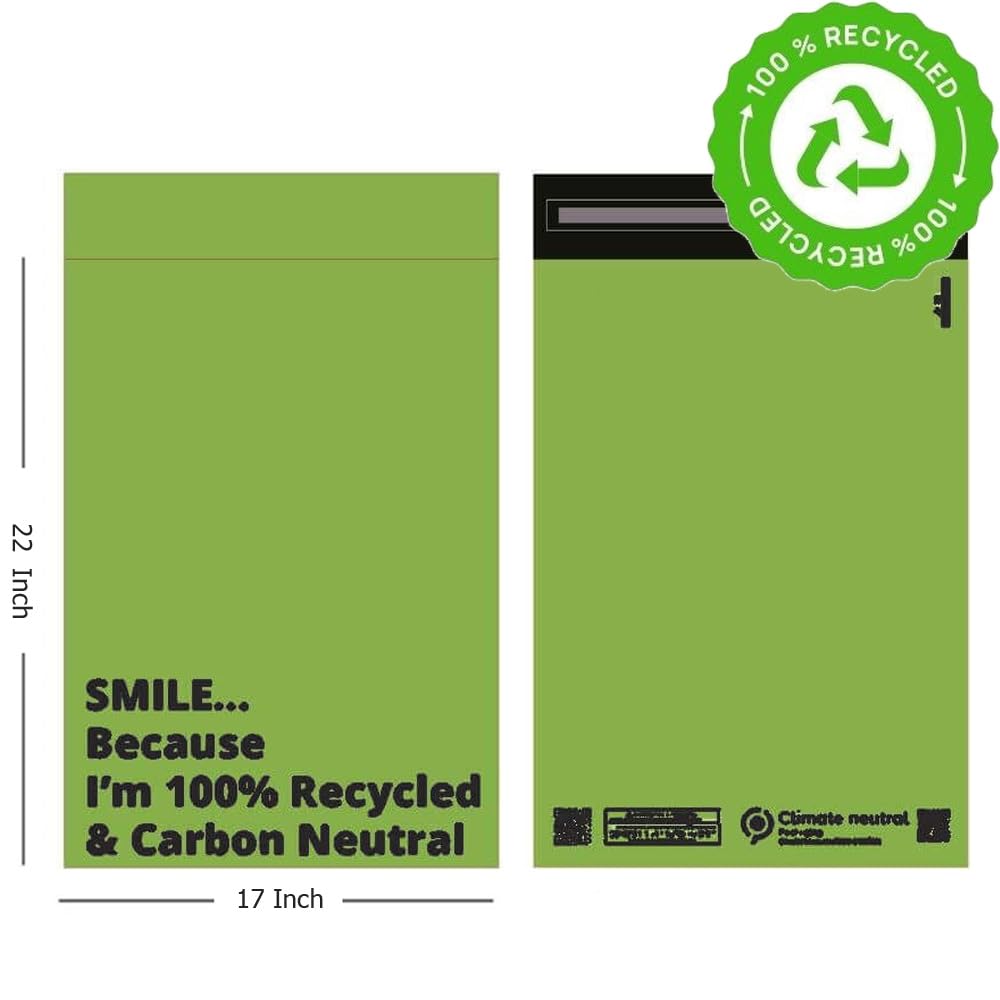 100x Mailer Bags Mailing Envelope Made from 100% Recycled Material Colourful Parcel Shipping Smart Mailer(17 x 22 Inch,Green) - Image 2