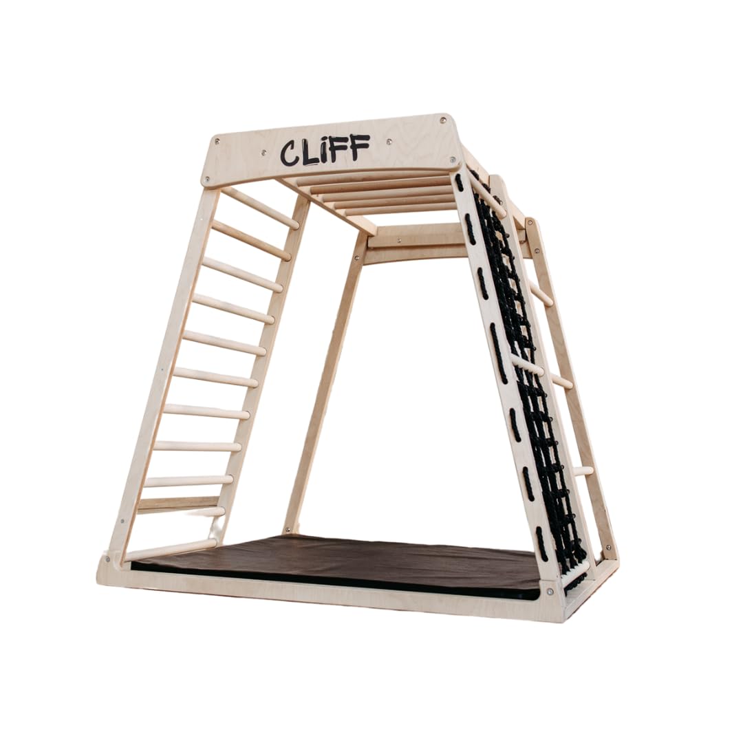 CLIFF (KIDWOOD) Montessori Klettergerüst – mit Matte für Kleinkinder, Indoor Spielzeug aus Naturholz, Sicher & Robust, Qualität aus Austria