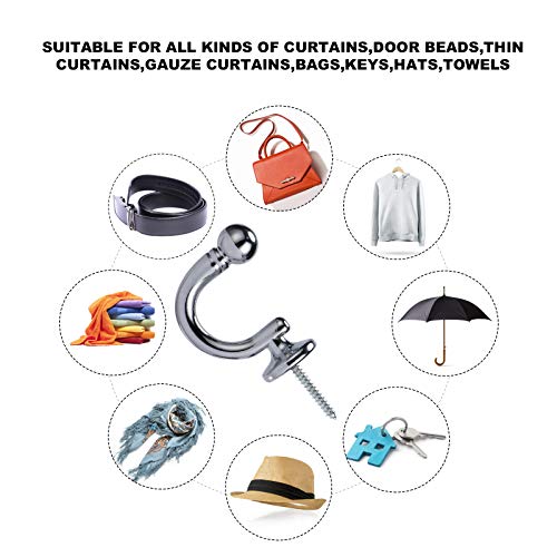 image for Round Head Curtain Hooks,Wall Mounted Tieback Tassel Holder,Window Dra