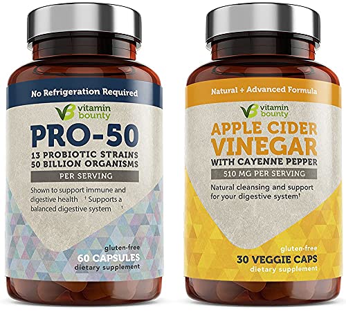 Pro 50 Probiotic + Apple Cider Vinegar Capsules - Digestive Care Duo - Vitamin Bounty
