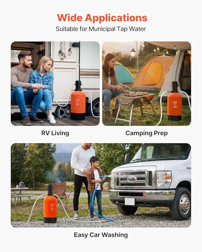 Image of VEVOR RV Water Softener, 16,000 Grain, Portable Water Softener with Filter System, NPT 3 /4 inch Fittings, Food-Grade Resin, Quick Connect, for RVs, Trailers, Boats, Mobile Car Washing, Pressure Washing