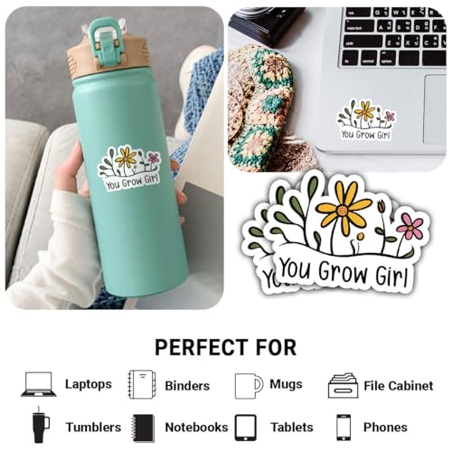 3 calcomanías You Grow Girl de alta adherencia para botella lavable 3