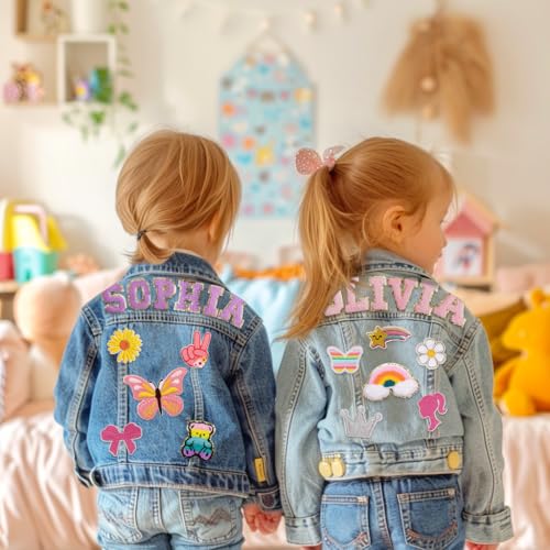 Personalized Kids Denim Jacket, Back to School Outfits for Girls Boys, Custom 1-8 Years Old Girls Boys Birthday Gifts, Custom Boys' Girls' Outerwear Jackets & Coats with Name and Patterns3